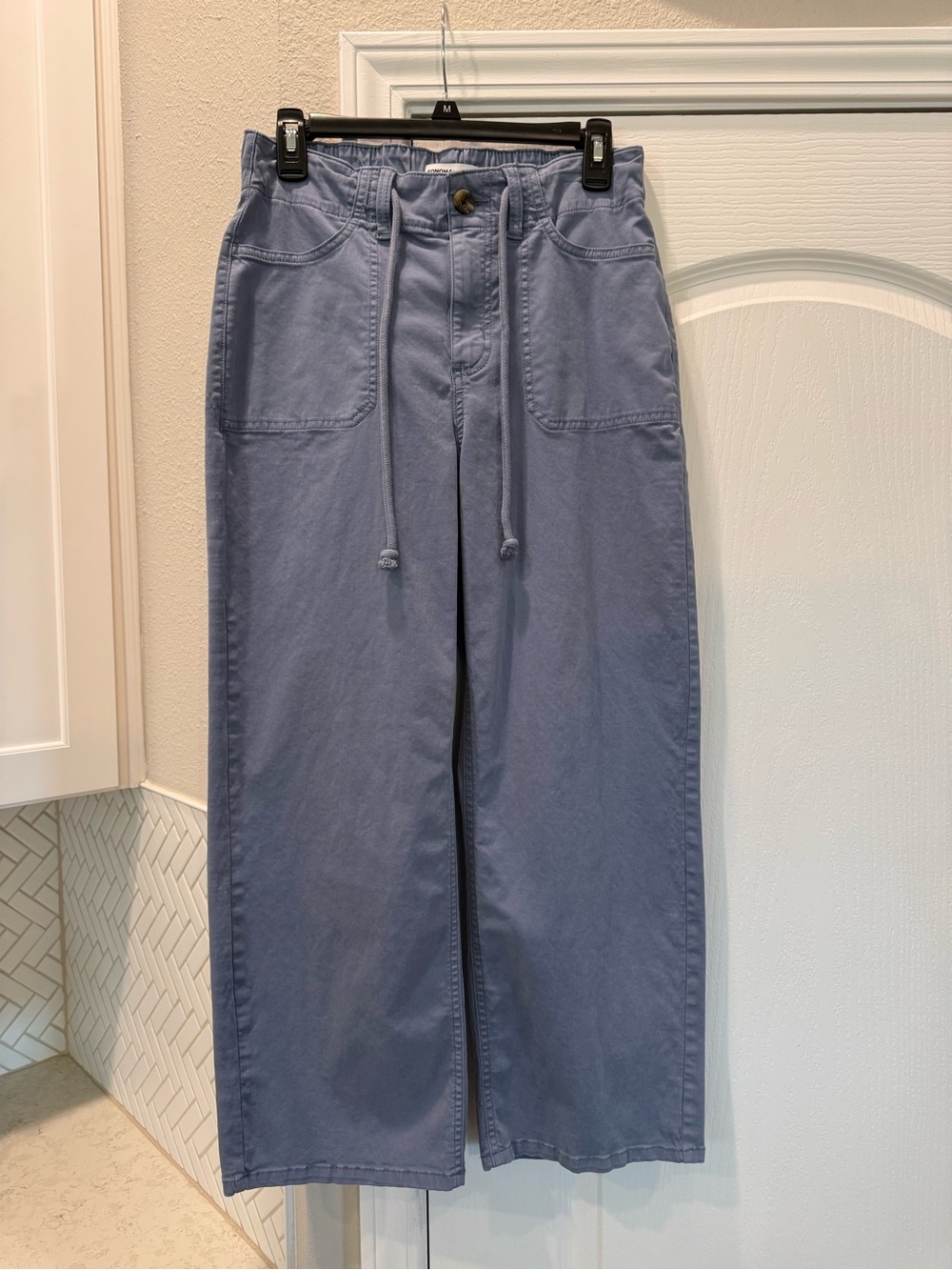 Women’s Sonoma Wide-Leg Drawstring Cotton Cropped Pants — Dusty Blue